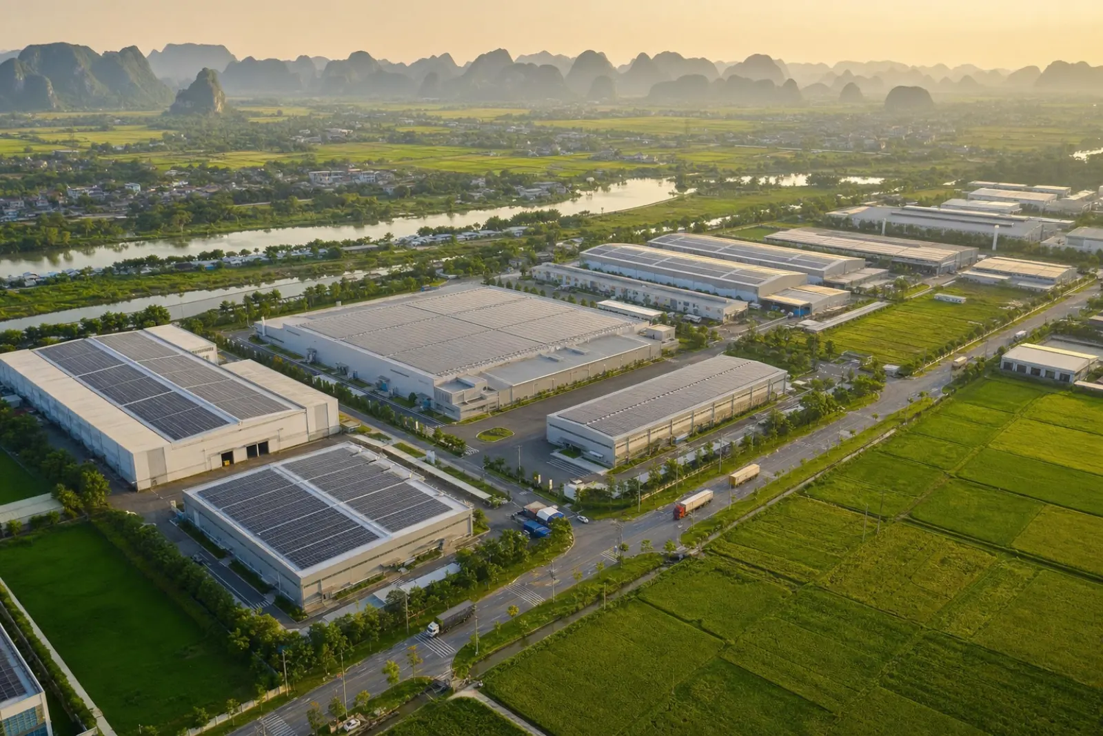 Cụm công nghiệp hiện đại giữa vùng xanh