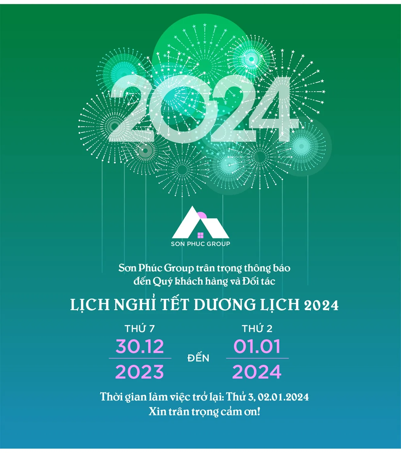 🎋 Thông báo lịch nghỉ Tết dương lịch 2024 — ảnh 1