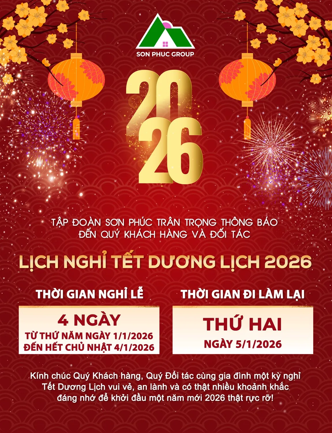 Thông báo nghỉ Tết dương lịch năm 2026 — ảnh 1